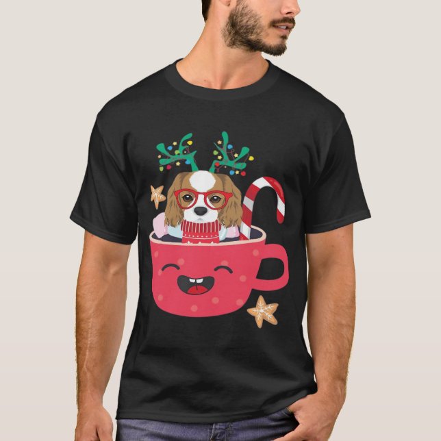 Camiseta Cavalier King Charles Spaniel Teacup Navidad Fiest (Anverso)