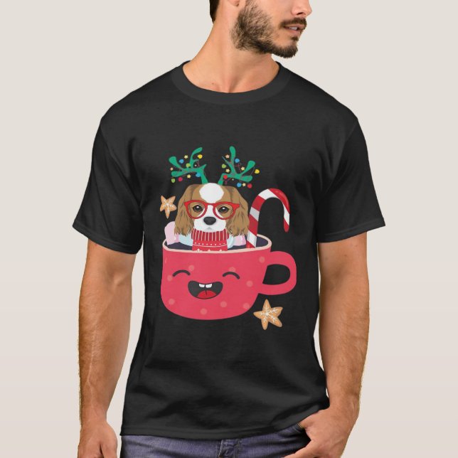 Camiseta Cavalier King Charles Spaniel Teacup Xmas Holiday  (Anverso)