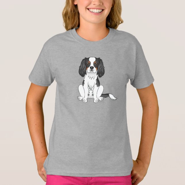 Camiseta Cavalier King Charles Spaniel Tricolor Perro Senta (Anverso)
