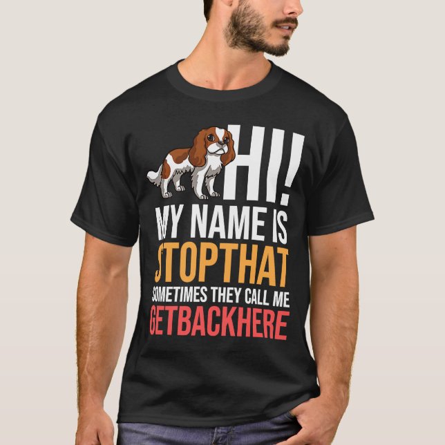 Camiseta Cavalier King critica a propietario de cachorros d (Anverso)