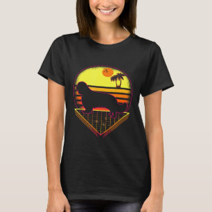 Camiseta Cavalier Retro Sunset Vintage Perro gracioso
