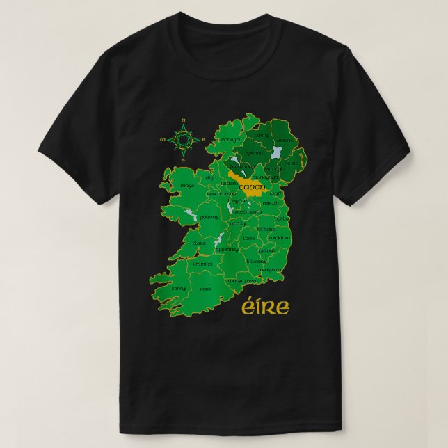 Camiseta Cavan Ireland County Map Eire Irish Travel (Diseño del anverso)