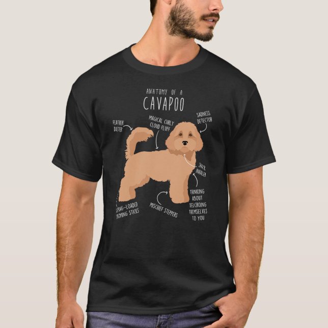 Camiseta Cavapoo Dog Anatomy, Cute Funny Tan Cavoodle Pet M (Anverso)