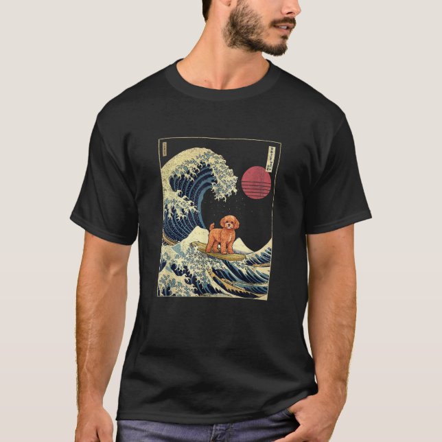 Camiseta Cavapoo Kanagawa Japonés Wave Funny Surf Dog por (Anverso)