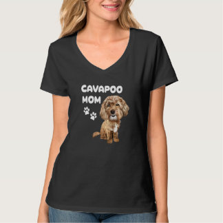 Camiseta Cavapoo Mom Red Cavapoo Dog Puppy and Paws
