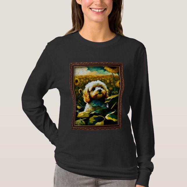 Camiseta Cavapoo Painting Sunflower Flower Mom Women Floral (Anverso)
