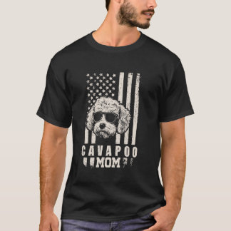 Camiseta Cavapoo Perro Mamá Perro Regalos de Bandera Americ