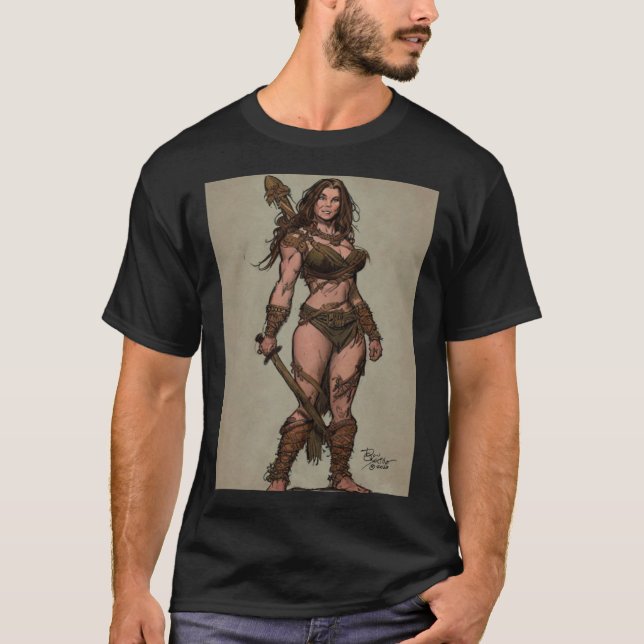 Camiseta Cave Warrior Girl by Don Castillo (Anverso)