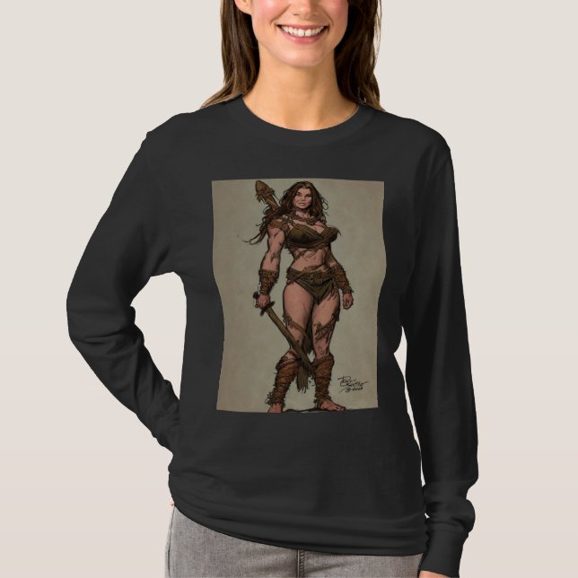 Camiseta Cave Warrior Girl by Don Castillo (Anverso)