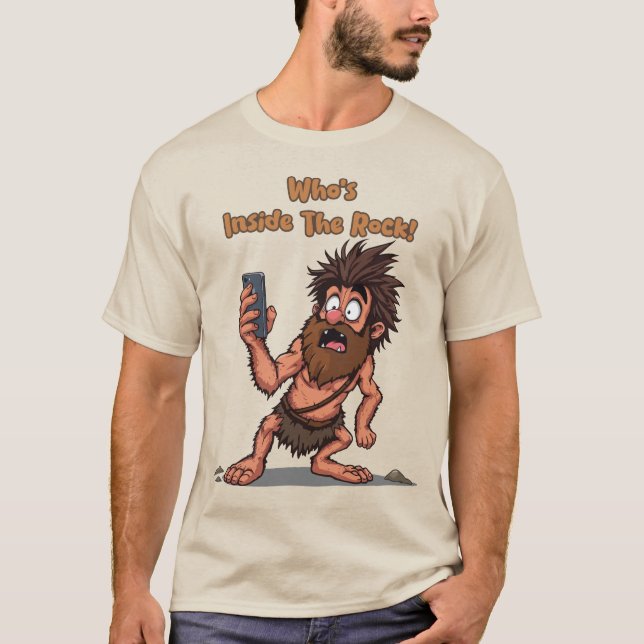 Camiseta Caveman gracioso - La Edad de Piedra conoce la tec (Anverso)