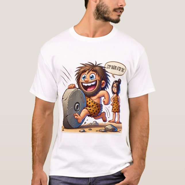 Camiseta Caveman Rolling Stone Funny Tee (Anverso)