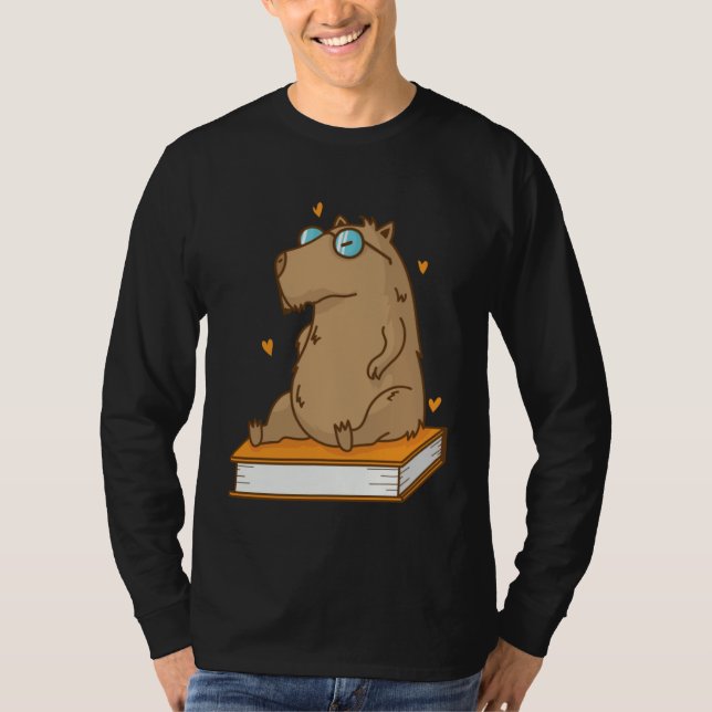 Camiseta Caviidae Guinea Pig loves reading Books (Anverso)