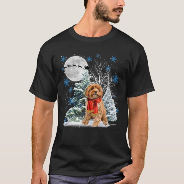 Camiseta Cavoodle Bajo La Luna Navidades De Nieve Pajama (Anverso)