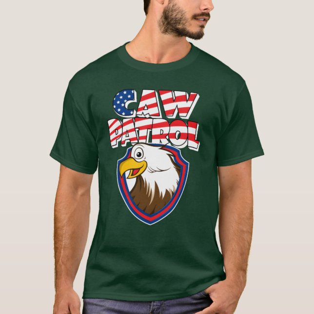 Camiseta Caw Patrol Bald Eagle American Red White Blue Flag (Anverso)