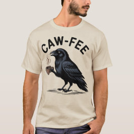 Camiseta Cawfee Raven Drinking Coffee Pun