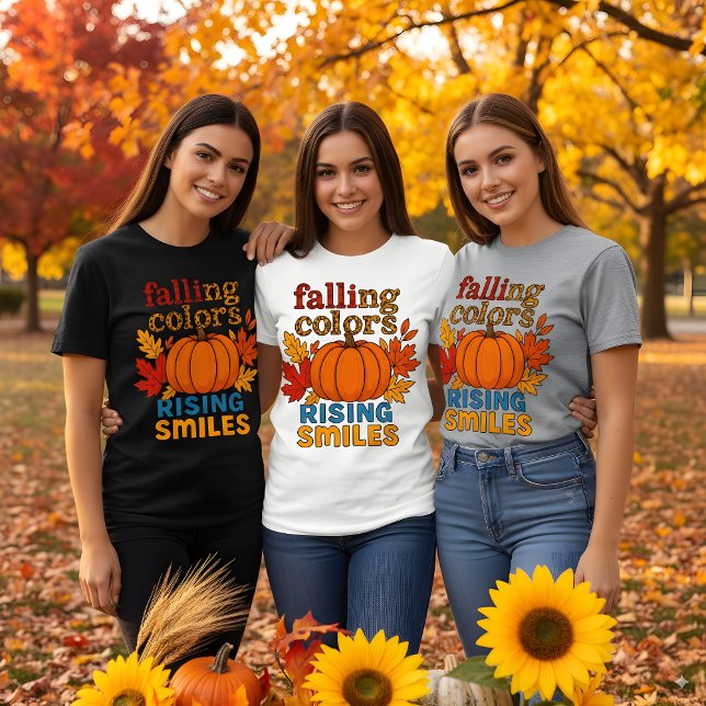 Camiseta Cayendo Colores Aumentando Sonrisas Cita De Otoño (Subido por el creador)