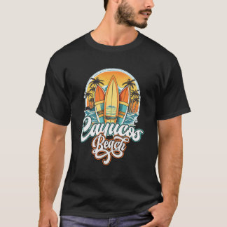 Camiseta Cayucos Tres Surfboard Y Círculo De Palmeras