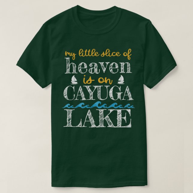 Camiseta Cayuga Laguna De Los Lagos De Dedo Del Cielo (Diseño del anverso)