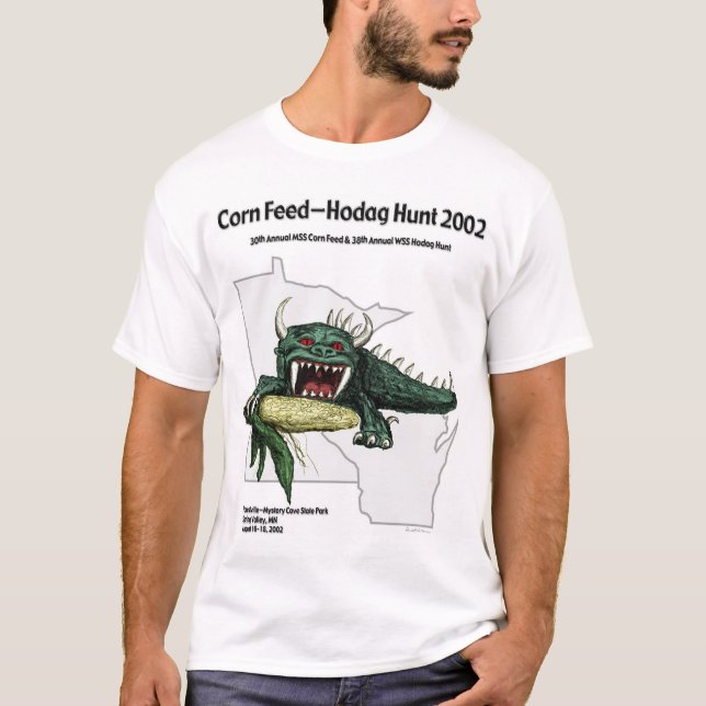 Camiseta Caza 2002 de Hodag de la alimentación del maíz (Anverso)
