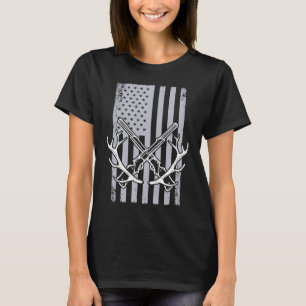 Camiseta Caza bandera americana Cazador de venados Rifle E