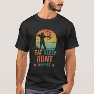 Camiseta Caza con Arco Dormir Comer Repetir Vintage