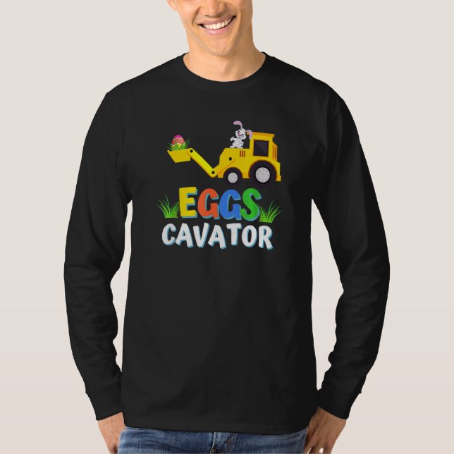 Camiseta Caza Cuta De Huevo De Pascua Para Niños Excavador  (Anverso)
