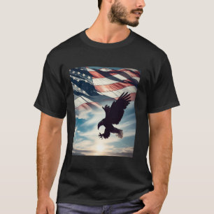 Camiseta Caza De Águilas Calvadas Con Bandera En La Manga D