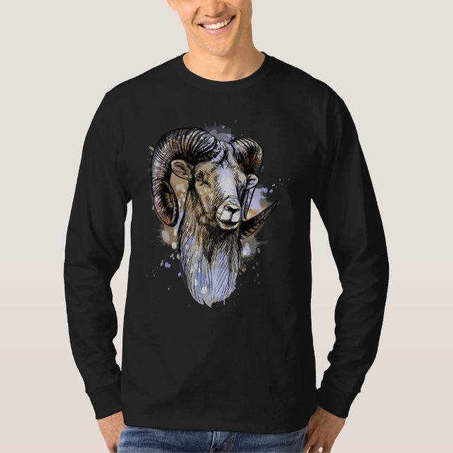 Camiseta Caza de animales artísticos de la cabeza del cuern (Anverso)