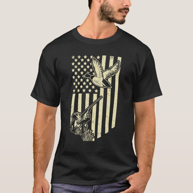 Camiseta Caza de aves acuáticas de la bandera estadounidens (Anverso)