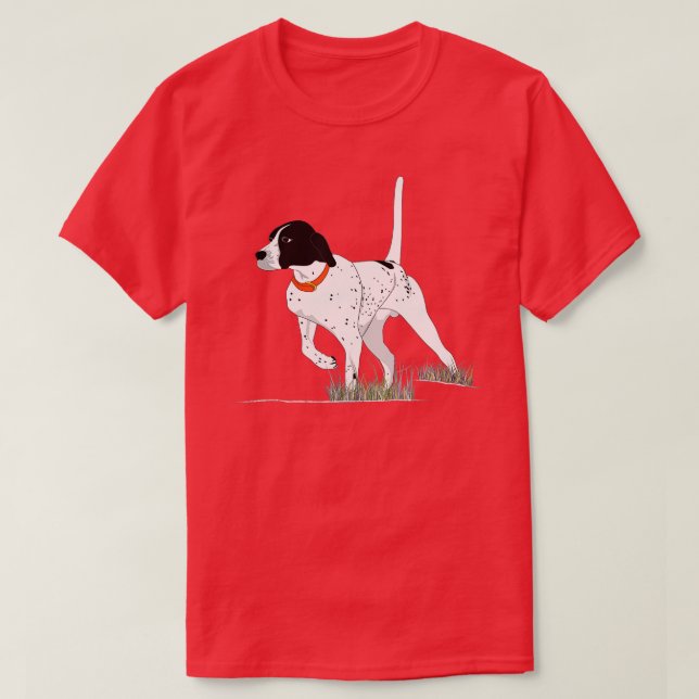 Camiseta Caza de aves para cazadores Perro de puntero inglé (Diseño del anverso)