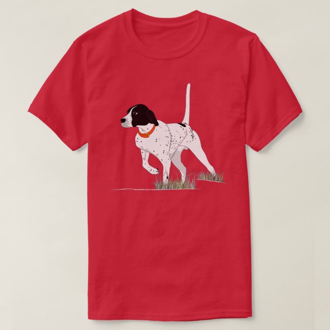 Camiseta Caza de aves para cazadores Perro de puntero inglé (Diseño del anverso)
