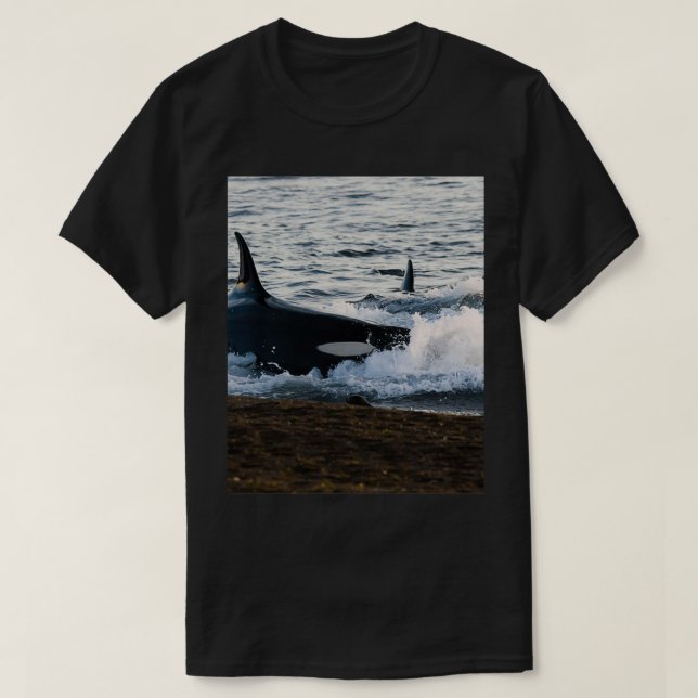 Camiseta Caza de ballenas asesinas en la orilla 3 (Diseño del anverso)