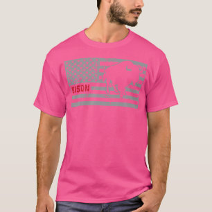 Camiseta Caza de Bisonte Americano- Cazador Bandera de EE. 