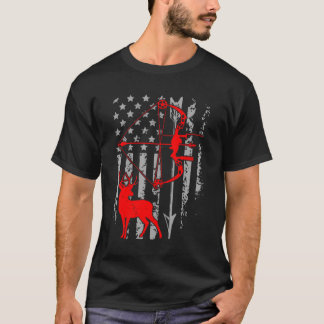 Camiseta Caza De Bow En El Venado De La Bandera Estadounide