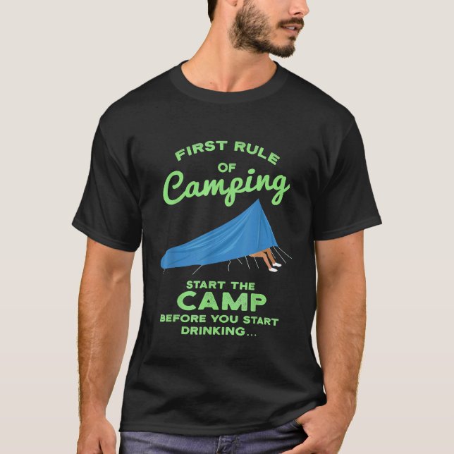 Camiseta Caza de camping divertida en el campamento inicial (Anverso)