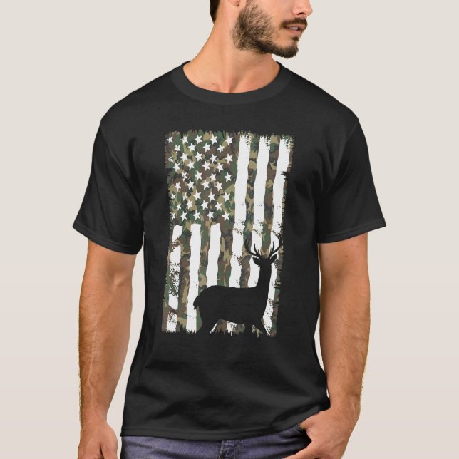 Camiseta Caza de camuflaje Cazadora Elk Bulk Camo Bandera D (Anverso)