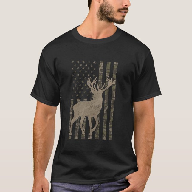 Camiseta Caza de caza en camoflage de gancho de ciervo de l (Anverso)