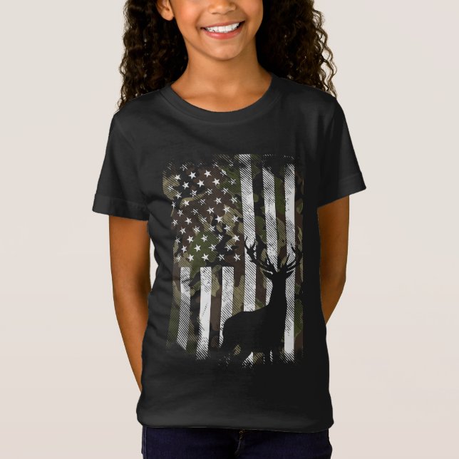 Camiseta Caza de caza en camoflage de gancho de ciervo de l (Anverso)