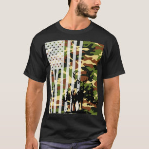 Camiseta Caza de caza en camoflage de gancho de ciervo de l