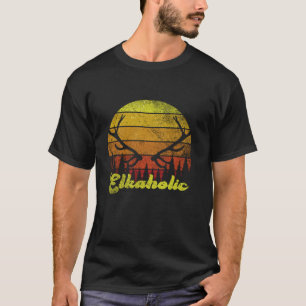 Camiseta Caza de Cazadores Elkaholic Hombres Retro Hun