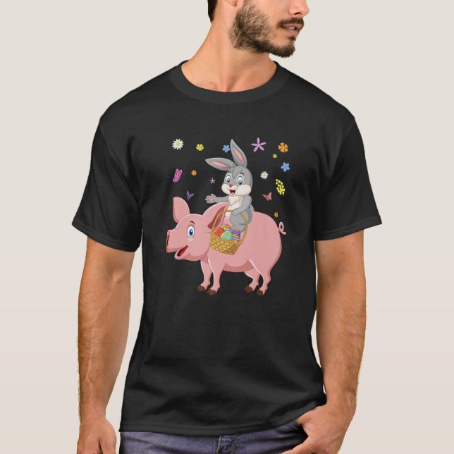 Camiseta Caza de cerdos de conejo con leche, granjeros de h (Anverso)
