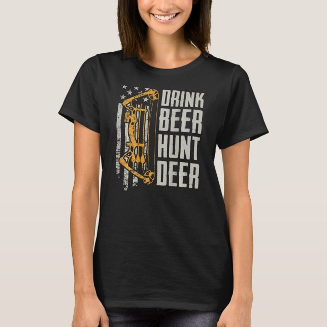 Camiseta Caza de cerveza bebe cacería de ciervos tiro con a (Anverso)