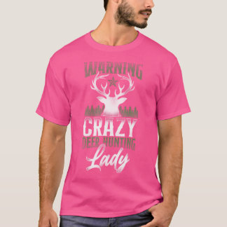 Camiseta Caza de Ciervo Macho Cazadora Alerta Ciervo Loco