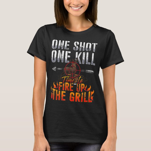 Camiseta Caza de ciervos a grill con un disparo (Anverso)