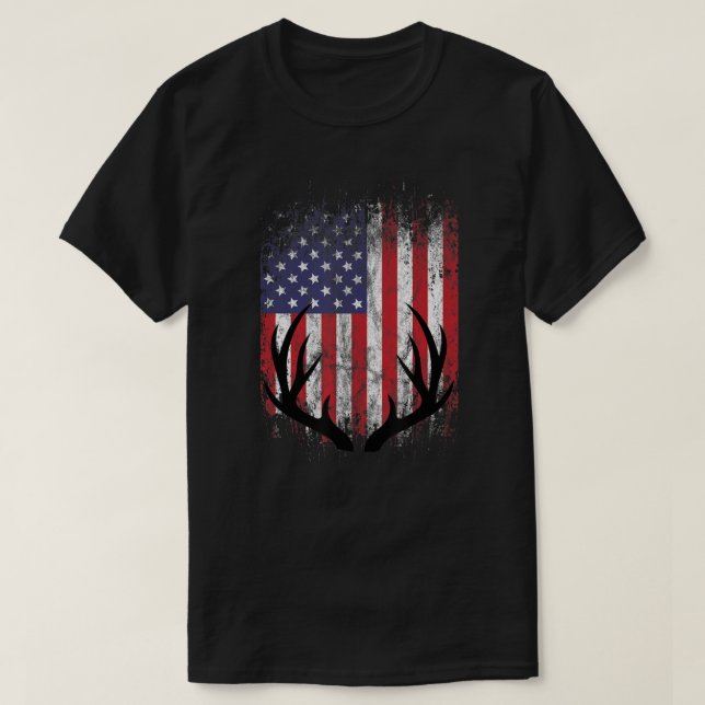 Camiseta Caza de ciervos Bandera Americana Antillas de cola (Diseño del anverso)