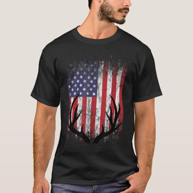 Camiseta Caza de ciervos Bandera Americana Antillas de cola (Anverso)