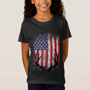 Camiseta Caza de ciervos Bandera Americana Antillas de cola
