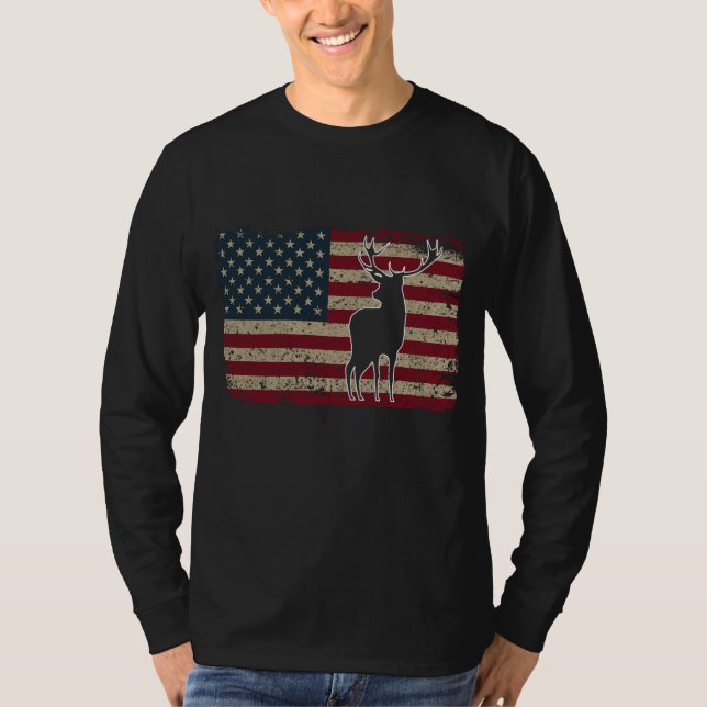 Camiseta Caza de ciervos Bandera Americana Estados Unidos O (Anverso)