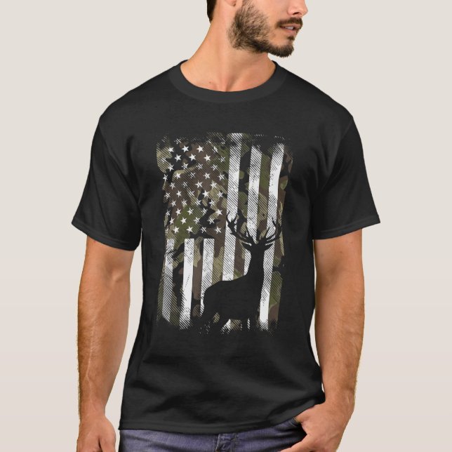Camiseta Caza de ciervos de la bandera estadounidense de Ca (Anverso)