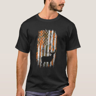 Camiseta Caza de Ciervos Naranja Camuflaje Bandera American